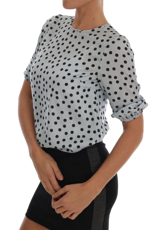 Dolce & Gabbana Polka Dotted Silk Blouse Top