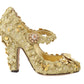 Dolce & Gabbana Gold Floral Crystal Embellished Pumps