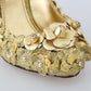 Dolce & Gabbana Gold Floral Crystal Embellished Pumps