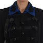 Dolce & Gabbana Chic Black & Blue Short Trench Jacket