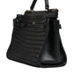 Dolce & Gabbana Black Leather Sicily Top Handle Shoulder Bag