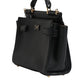 Dolce & Gabbana Black Brown Leather Top Handle Sicily Crossbody Bag