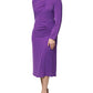 Max Mara Studio Purple Long Sleeves V-neck Sheath Midi Dress