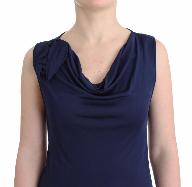 John Galliano Elegant Sleeveless Floral Top in Blue