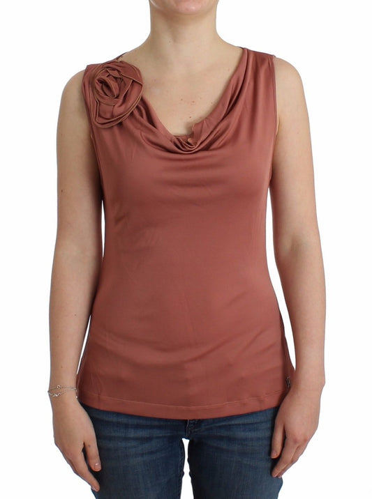 John Galliano Elegant Pink Sleeveless Logo Top