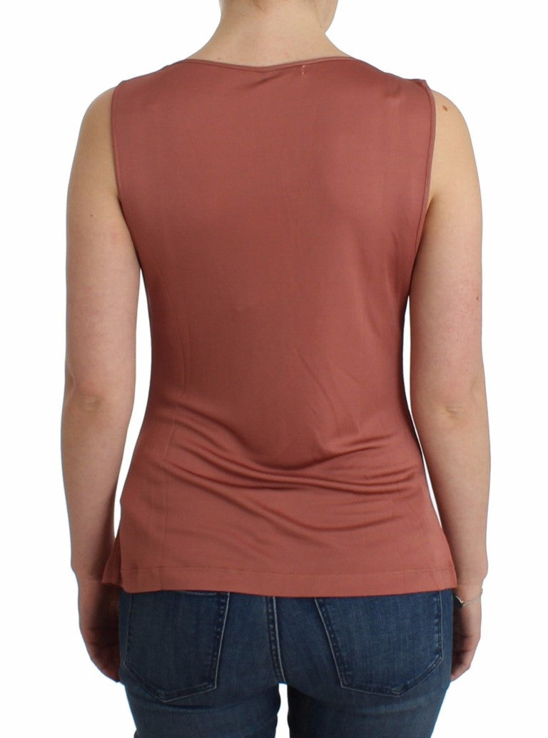 John Galliano Elegant Pink Sleeveless Logo Top