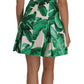 Dolce & Gabbana Elegant Green Banana Leaf Print A-Line Dress