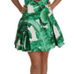 Dolce & Gabbana Elegant Green Banana Leaf Print A-Line Dress