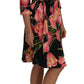 Dolce & Gabbana Elegant Black Shift Dress with Pink Tulips Print