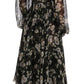 Dolce & Gabbana Black Floral Silk Midi Dress with Luxe Craftsmanship