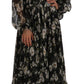 Dolce & Gabbana Black Floral Silk Midi Dress with Luxe Craftsmanship