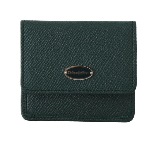 Dolce & Gabbana Elegant Green Leather Condom Case Wallet