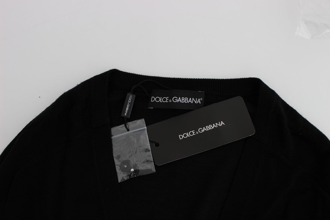 Dolce & Gabbana Elegant Black Wool Cardigan Sweater