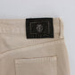 Cavalli Beige Cotton Stretch Slim Fit Jeans