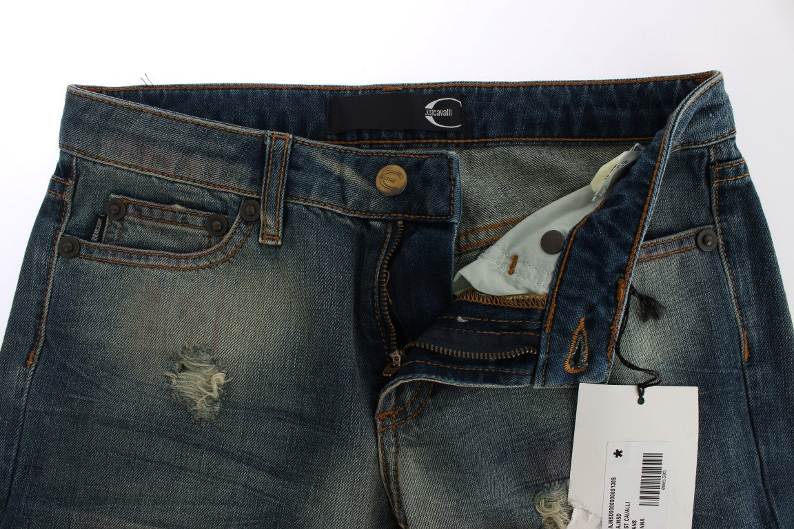 Cavalli Slim Skinny Flare Blue Wash Jeans