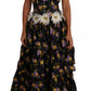 Dolce & Gabbana Elegant Floral Silk Maxi Dress with Embellishments