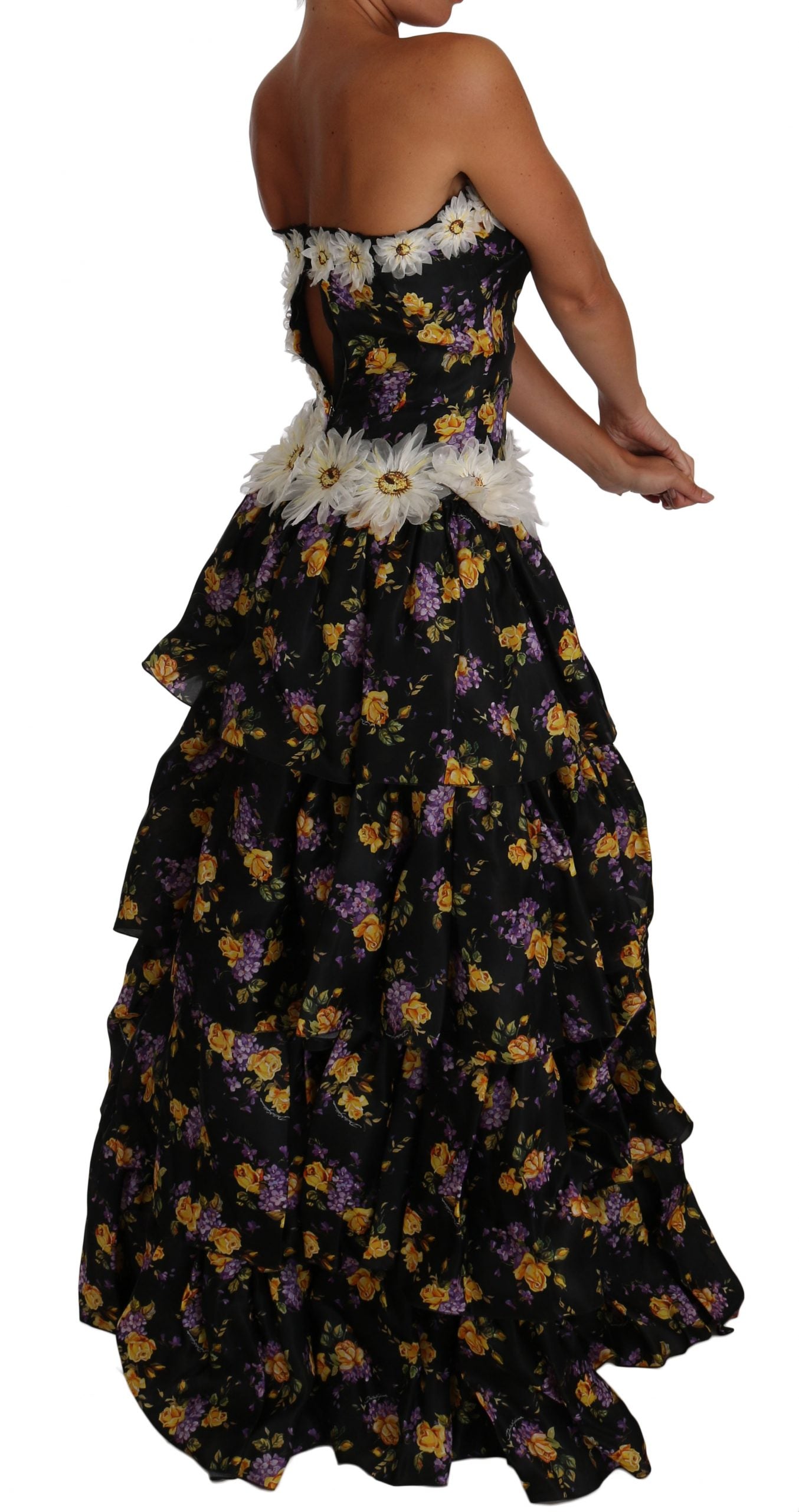 Dolce & Gabbana Elegant Floral Silk Maxi Dress with Embellishments