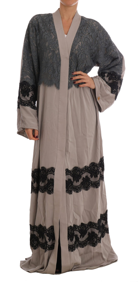 Dolce & Gabbana Elegant Cape Kaftan Dress in Gray