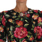 Dolce & Gabbana Elegant Floral Sheath Dress with Crystal Buttons