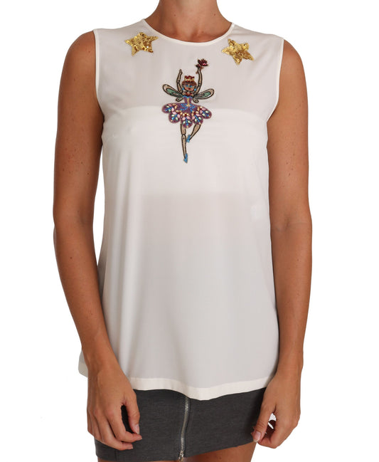 Dolce & Gabbana Enchanted Crystal-Embellished Silk Blouse