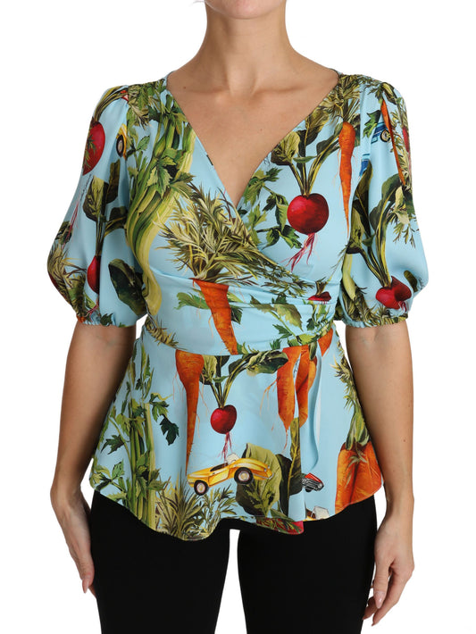 Dolce & Gabbana Vegetable Print Silk Top Extravaganza