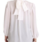 Dolce & Gabbana Elegant White Silk Longsleeve Top