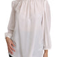 Dolce & Gabbana Elegant White Silk Longsleeve Top