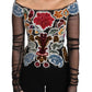 Dolce & Gabbana Elegant Floral Applique Long Sleeve Top