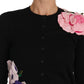 Dolce & Gabbana Elegant Black Cashmere Floral Cardigan