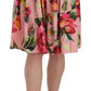 Dolce & Gabbana Elegant Pink Rose Print Flare Skirt