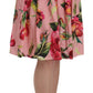 Dolce & Gabbana Elegant Pink Rose Print Flare Skirt