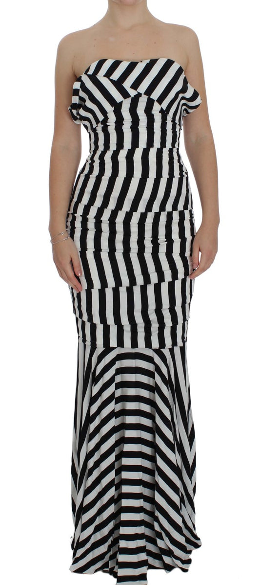 Dolce & Gabbana Chic Black & White Striped Silk Dress