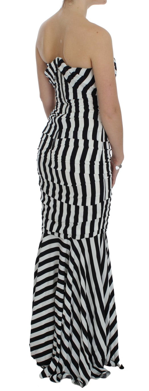 Dolce & Gabbana Chic Black & White Striped Silk Dress