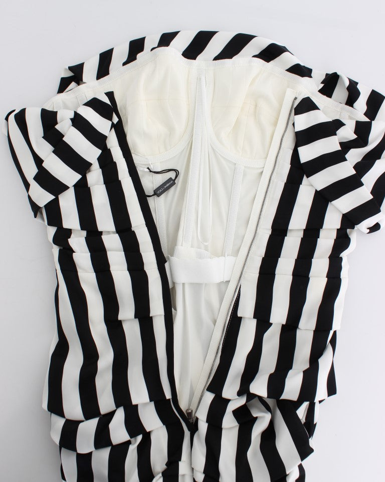 Dolce & Gabbana Chic Black & White Striped Silk Dress