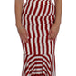 Dolce & Gabbana Elegant Red and White Striped Silk Bodycon Dress