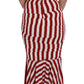 Dolce & Gabbana Elegant Red and White Striped Silk Bodycon Dress