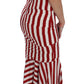 Dolce & Gabbana Elegant Red and White Striped Silk Bodycon Dress