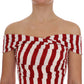 Dolce & Gabbana Elegant Red and White Striped Silk Bodycon Dress