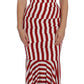 Dolce & Gabbana Elegant Red and White Striped Silk Bodycon Dress