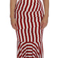 Dolce & Gabbana Elegant Red and White Striped Silk Bodycon Dress