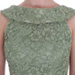 Dolce & Gabbana Elegant Green Floral Lace Maxi Dress