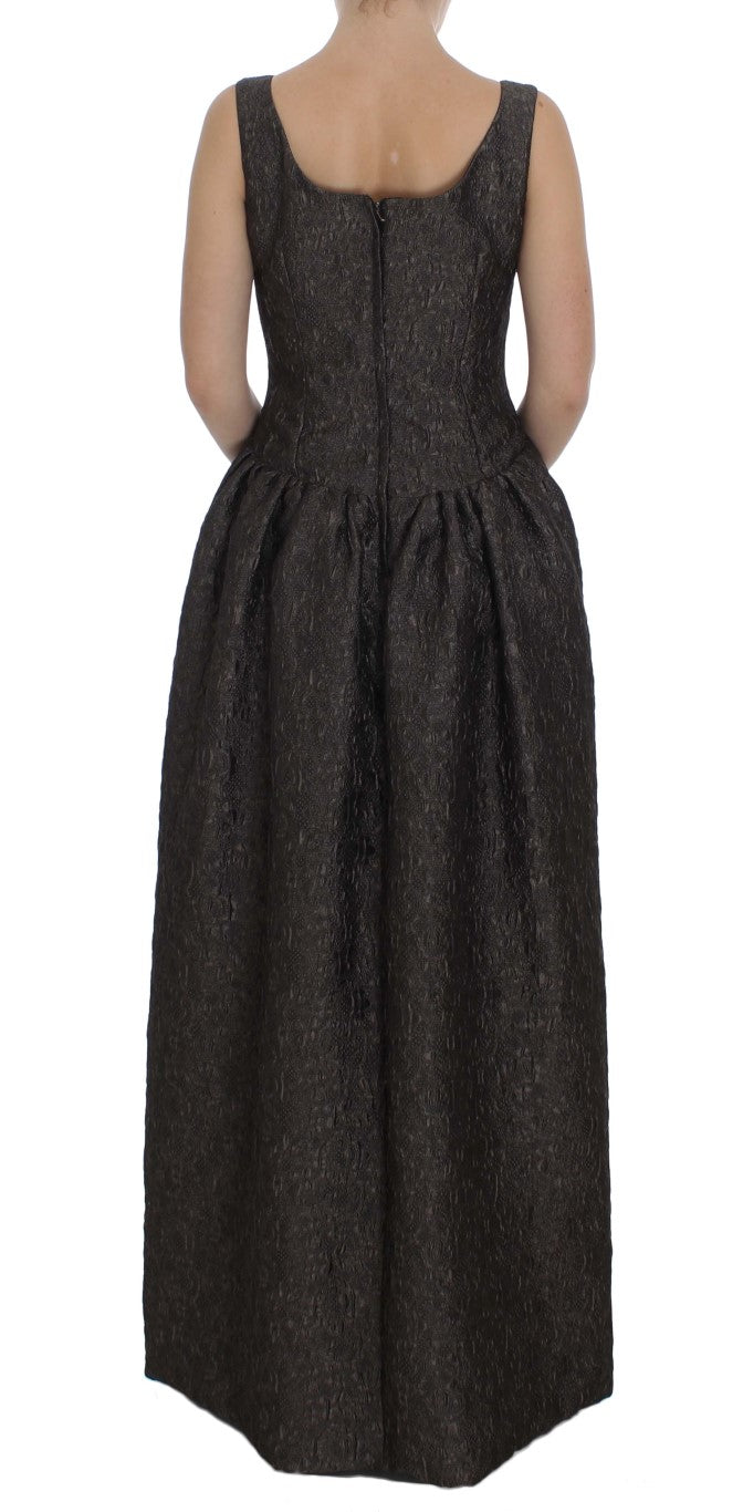 Dolce & Gabbana Elegant Gray Sheath Full-Length Dress Gown