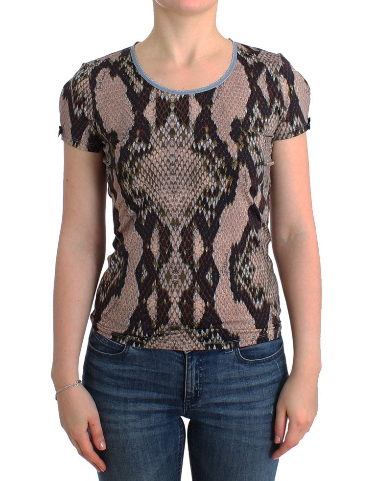 Cavalli Sleek Snake Print Crewneck T-Shirt