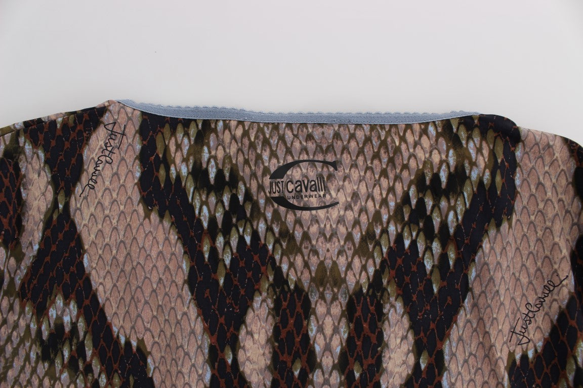 Cavalli Sleek Snake Print Crewneck T-Shirt