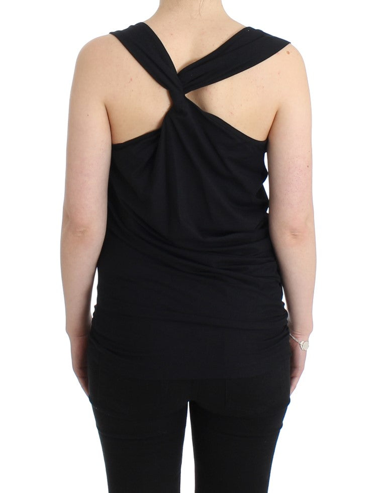 Cavalli Elegant Black Tank Top with Logo Detail