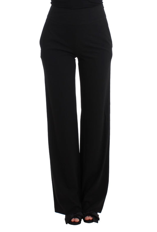 Cavalli Elegant Wide Leg Black Trousers