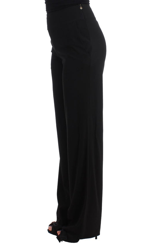 Cavalli Elegant Wide Leg Black Trousers