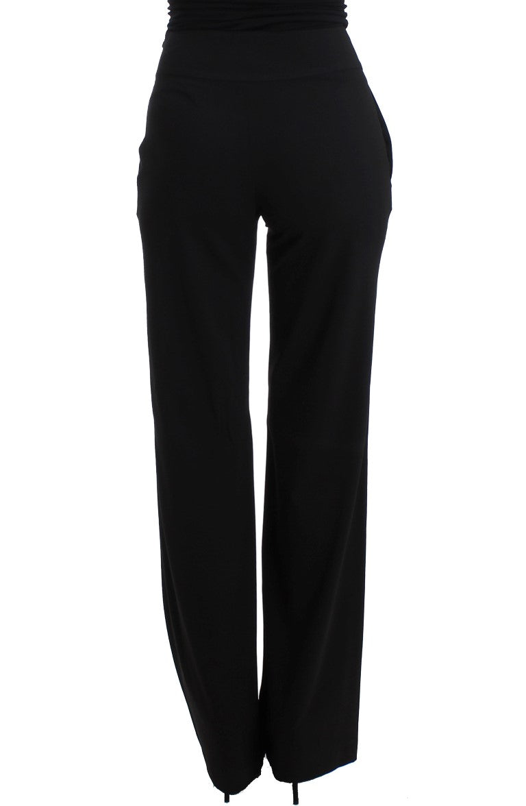 Cavalli Elegant Wide Leg Black Trousers