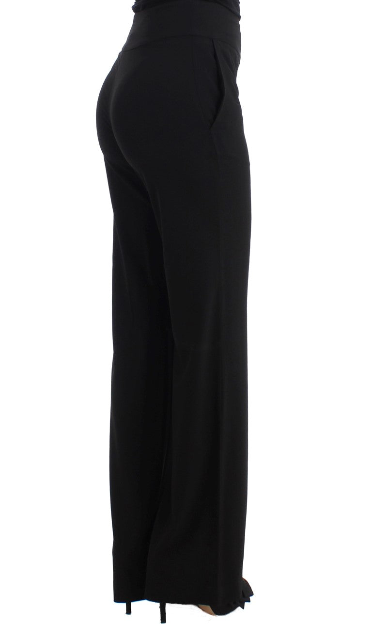 Cavalli Elegant Wide Leg Black Trousers