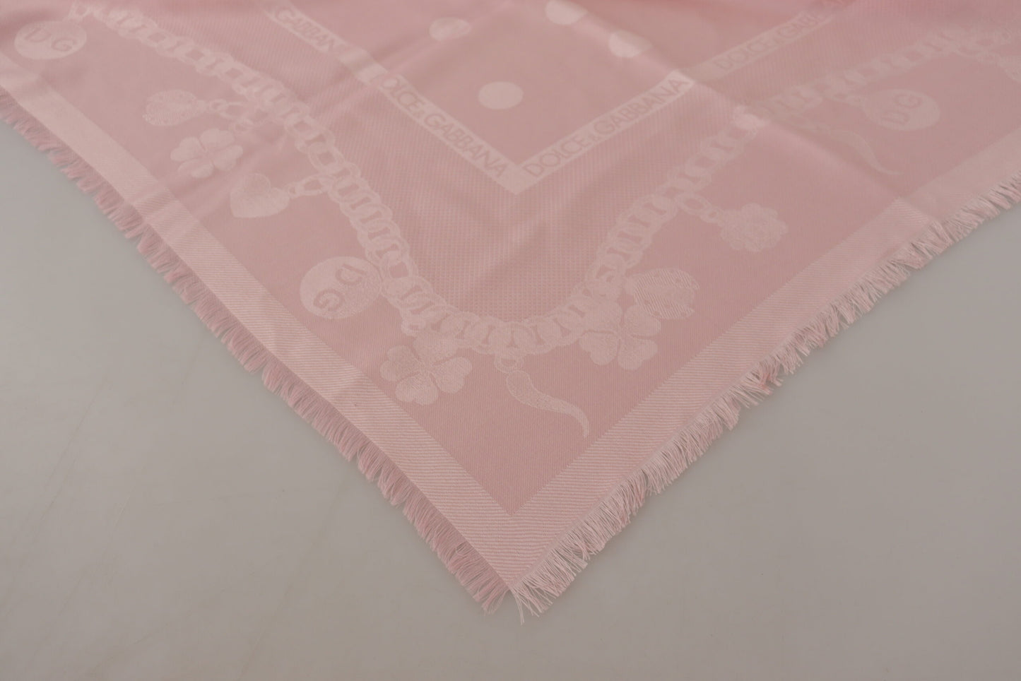 Dolce & Gabbana Elegant Pink Silk Blend Logo Scarf